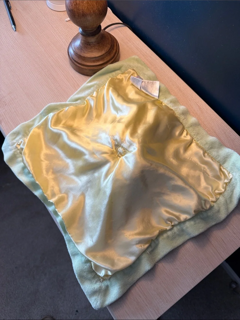 Just One Year Carters Bear Lovey Yellow Green Trim Satin Back “Cute as Can Bee”